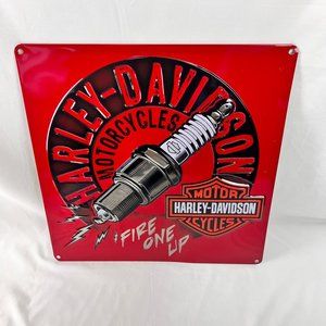 Harley Davidson Spark Plug Fire One 3D Metal Sign Advertisement